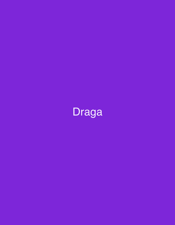 Located in the city of Casablanca, Morocco, this image features a plain, solid purple background. The word 'Draga' is centrally positioned in white, sans-serif typeface. No discernible physical environment, individuals, or additional objects are depicted within the digital graphic.