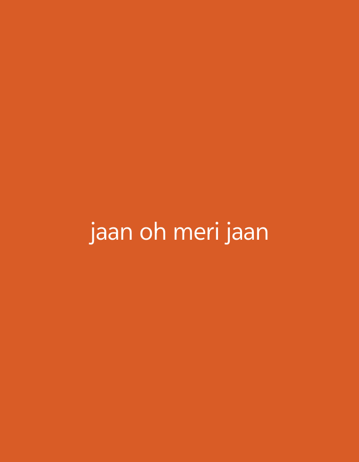 The image is a plain orange background with white text in the center that reads "jaan oh meri jaan". There are no other objects or people visible in the image. The location in South Tangerang, Indonesia is not relevant to the visual content of the image.