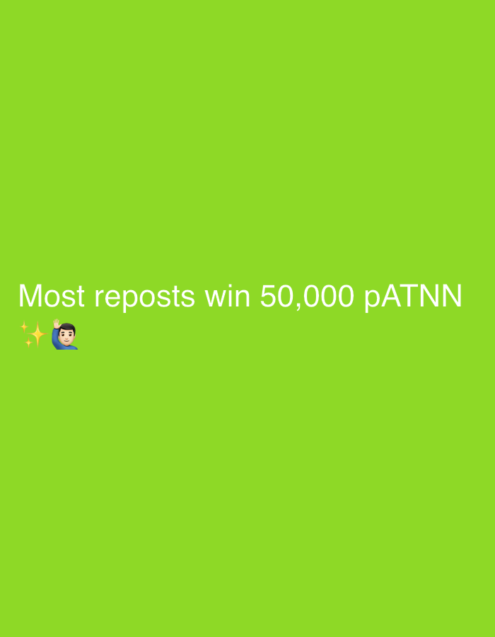 The media file is a still image with a bright green background. Centered in the lower portion of the image is white text that reads "Most reposts win 50,000 pATNN". To the left of the text, there are two small yellow sparkle emojis and a cartoon-style emoji of a person with their arm raised in a waving gesture. The emoji appears to be a male figure with short dark hair and is wearing a blue shirt. The overall impression is of a digital graphic or advertisement, likely for a social media promotion, given the mention of "reposts." There are no discernable location cues to indicate Garmisch-Partenkirchen, Germany. The image does not depict a specific time of day or weather conditions.