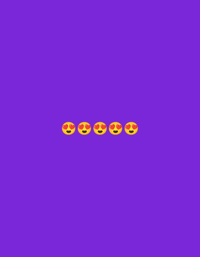 The image features five heart-eyes emojis arranged horizontally in the center of a solid purple background. There is no visible information that would indicate the location of Chaikovsky, Russia.