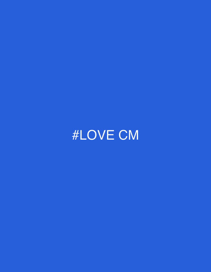 The image is a solid blue background with the white text "#LOVE CM" in the center. There is no indication of the location being Лешково, Russia, nor are there any people, subjects, objects, actions, or interactions depicted.