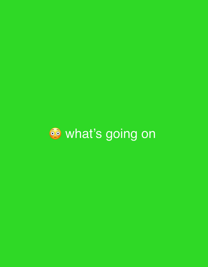 The image is a plain green screen with the text "😳 what's going on" overlaid in white text. There are no people, subjects, objects, actions, interactions, or environmental details present. The location of Quetta City Tehsil, Pakistan, is not relevant to the content of the image.