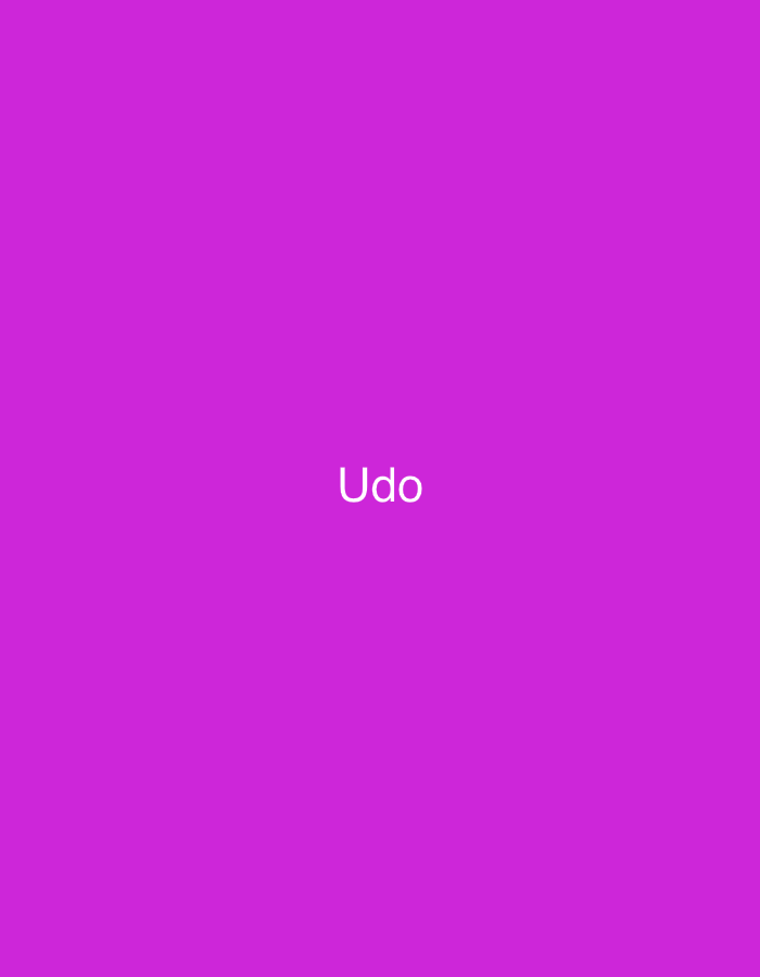 The media file displays a graphic image with a vibrant, solid magenta background. Centered horizontally and vertically on this monochromatic field is the word "Udo," rendered in a clean, sans-serif white typeface. There are no other objects, people, or discernible scenes depicted. The image is devoid of any activity or specific setting, functioning primarily as a visual presentation of the word "Udo" against a colorful backdrop. This media file originates from Santa Ana, Venezuela.