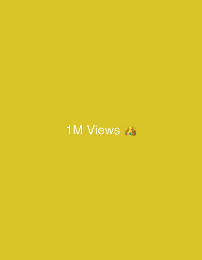 The image is a solid yellow background with white text in the center that reads "1M Views" followed by a golden crown emoji. The text and emoji are positioned slightly to the left of the horizontal center of the image.