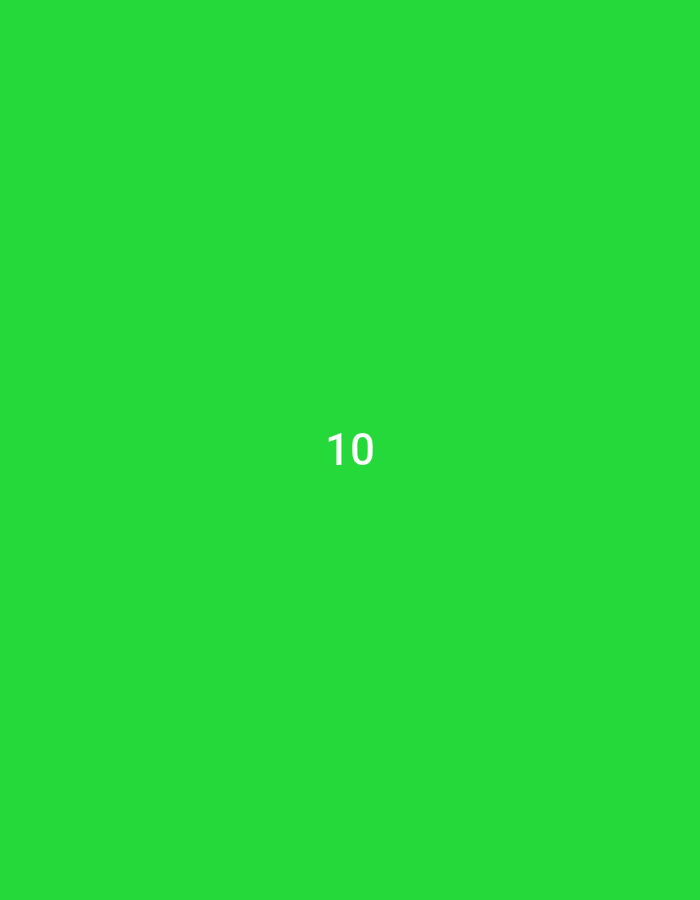 The image, reportedly from the city of Yerevan, Armenia, presents a minimalist scene. The entire frame is filled with a uniform, vibrant green color, serving as the background. Centrally positioned within this monochromatic field is the white numeral "10." There are no other discernible subjects, objects, people, or environmental features such as architecture, landscapes, or specific urban elements within the visual composition. The scene consists solely of the number "10" against the solid green backdrop.