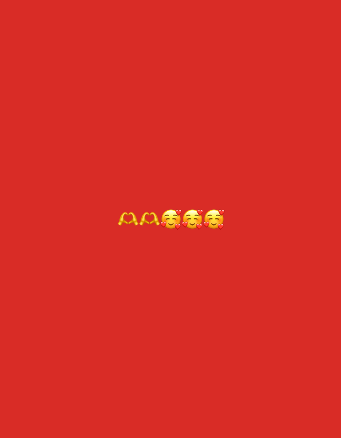 The image shows four emojis centered against a red background. From left to right, the emojis are: hands forming a heart symbol, a smiling face with heart eyes, a smiling face with heart eyes, and a smiling face with heart eyes. The image does not contain location details.