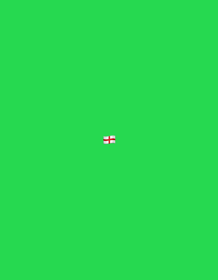 The image is a digital rendering or photograph dominated by a bright green background. Centered in the image is a small depiction of the flag of England, a white field with a red cross. The flag appears to be a digital icon or emoji. There are no discernible features of the city of Burgas, Bulgaria, or any people or actions present in the scene. The environment is a flat, uniform green color.