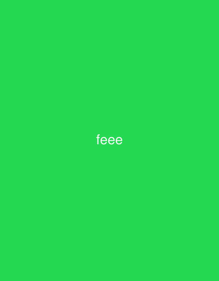The image features a minimalist composition with a solid, vibrant green background. Centered on this green field, the word "feee" is displayed in white, lowercase, sans-serif text. There are no other visible subjects, objects, or figures. No specific activity or event is depicted. The scene lacks any environmental features, location cues, or indicators of time of day or weather. The overall impression is that of a digital graphic or a single-color screen with superimposed text. No visual elements within the image directly suggest the specified location of Santa Ana, Venezuela.