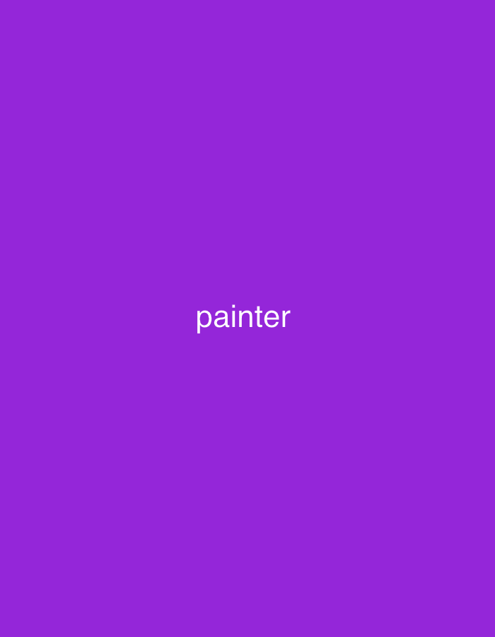A white text box with the word "painter" written in lowercase appears in the center of a solid purple background. The text is centered horizontally and vertically within the frame.