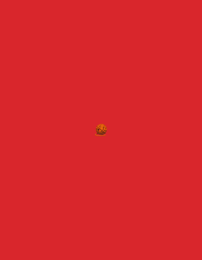 The image displays a single, small, spherical object positioned centrally against a plain, solid red background. The object appears to be a ball of yarn or twine, characterized by visible, tightly wound, interwoven strands. Its color is a mottled orange-brown, showing variations in tone consistent with a fibrous material and slight textural depth. There are no individuals, other subjects, or actions depicted. The environment consists solely of the uniform red background, offering no contextual elements, architectural features, or natural landscapes to indicate a specific geographic location, including the city of Santa Ana, Venezuela.