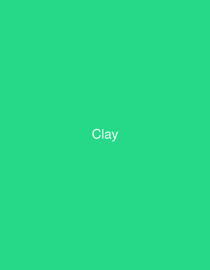 The image displays a solid, vibrant green background. Centered horizontally and vertically on this background is the word "Clay" rendered in white, sans-serif typeface. No individuals, specific objects beyond the text, or discernible actions or interactions are present. The environment is a minimalist digital graphic. The image contains no visual information that would allow for the identification of a specific geographic location, such as the city of Casablanca, Morocco.