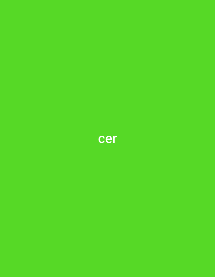 A white, lowercase "cer" is centered on a solid green background. The location is not discernible from the provided image.