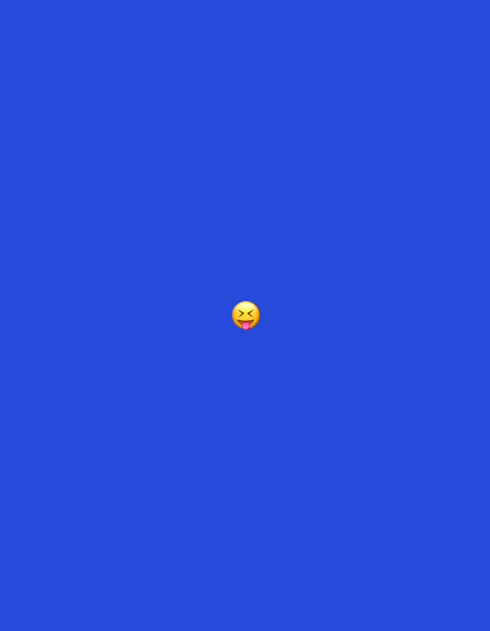 A single emoji with a yellow face, closed eyes, and its tongue sticking out is centered on a solid blue background. The emoji is located in the middle of the frame. There is no discernible location in Moscow, Russia.