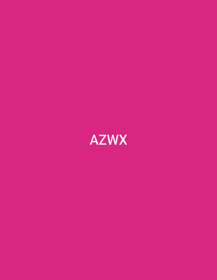 This image, potentially a digital display or graphic element located in Casablanca, Morocco, presents a uniformly saturated magenta background. Centrally positioned against this vibrant field are the four capital letters "AZWX" rendered in white, sans-serif typeface. The scene is devoid of human figures, discernable objects beyond the text, actions, interactions, or specific environmental details, depicting solely this abstract color and textual composition.