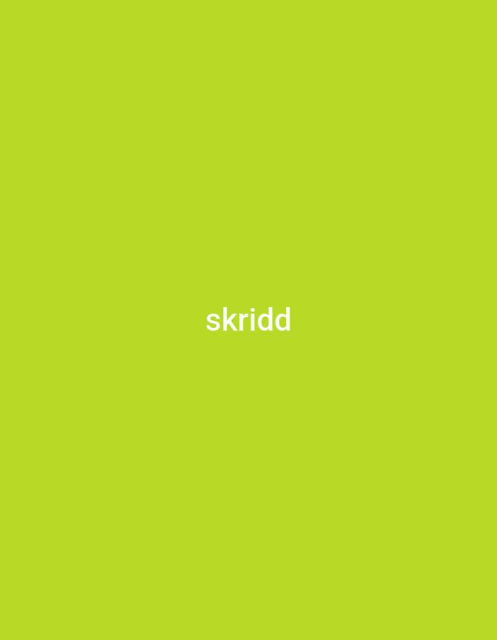 The image is a plain, solid, light green background with the word "skridd" written in white, sans-serif font in the center. There is no discernible city or specific location mentioned or depicted in the image.