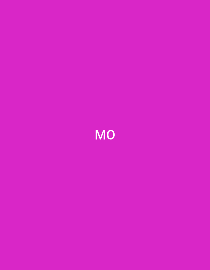 The image displays a solid, uniform magenta background (Hex #e600a9). Centered both horizontally and vertically on this background is the text "MO" rendered in white, sans-serif capital letters. The composition is entirely graphical; it does not depict any physical environment, people, objects, actions, or interactions. Therefore, no information regarding a specific location, including the city of Casablanca, Morocco, can be determined or inferred from this image.