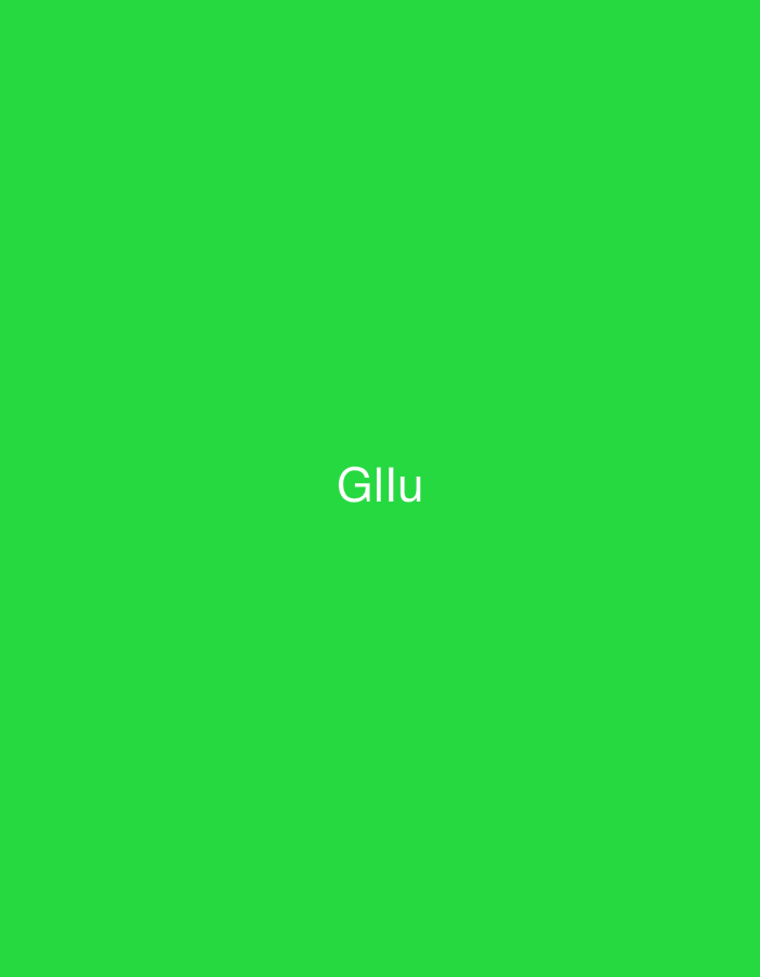 The image displays a solid, uniform vibrant green background. Centered horizontally and slightly below the vertical midline of the image, the word "Gllu" is rendered in white, sans-serif uppercase letters. No other subjects, objects, or environmental details are present. The image provides no information regarding a specific location, city, or country, including Casablanca, Morocco.