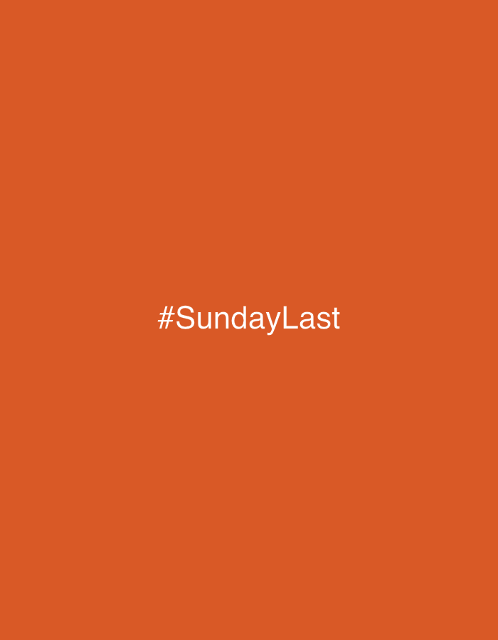 The image is a solid orange background with the white text "#SundayLast" centered on the canvas. There is no visible reference to the city of Yerevan, Armenia or any other identifiable location. The image lacks any identifiable people, objects, actions, interactions, or environmental context.