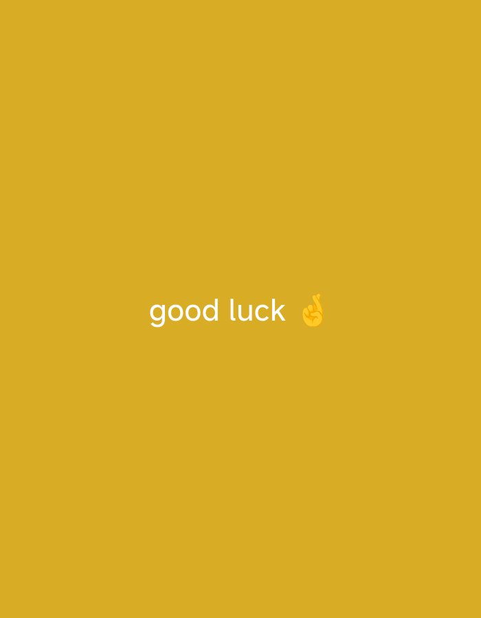 The image is a social media post with a yellow background and white text that reads "good luck" followed by a crossed fingers emoji. The post does not contain any information about the city of Nsugpe, Nigeria. There are no people, subjects, objects, actions, or interactions visible in the image. The environment is a plain yellow background.