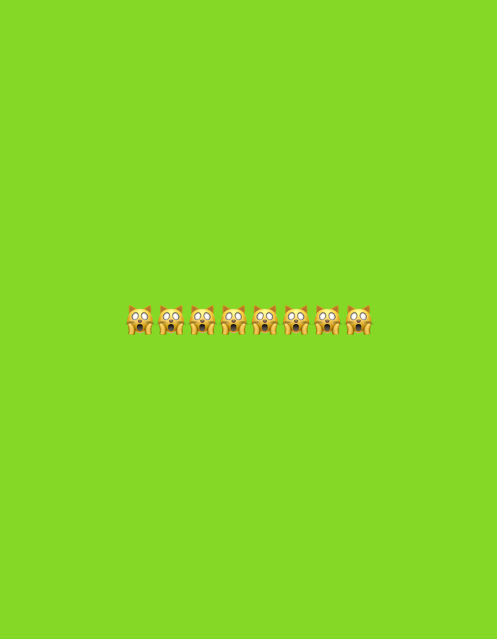 The image is a flat graphic with a bright green background. Centered horizontally across the bottom portion of the image is a row of seven identical orange owl emojis. The emojis are depicted with wide-open mouths and eyes, conveying a sense of surprise or alarm. There is no indication of any specific city, including Gorzow, Poland, or any context beyond the visual elements presented.