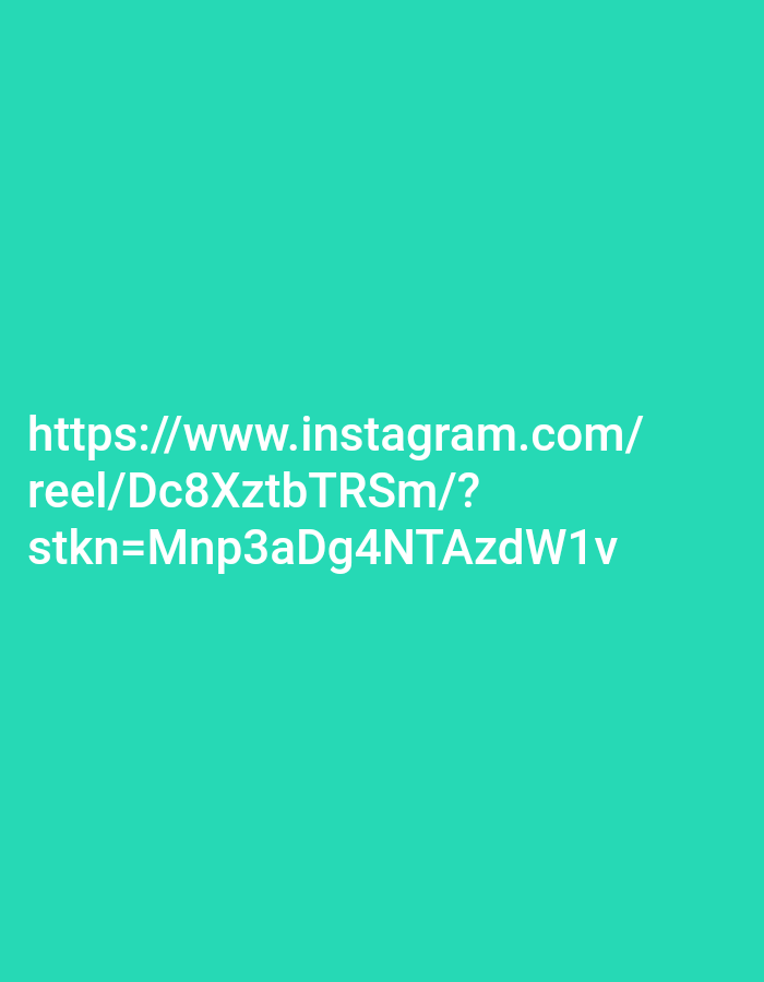 The image shows a teal background with white text displaying an Instagram reel URL. The text reads "https://www.instagram.com/ reel/Dc8XztbTRSm/? stkn=Mnp3aDg4NTAzdW1v". There are no people, objects, actions, or interactions visible in the image. The location of Cijeruk, Indonesia is not depicted or mentioned in the image.