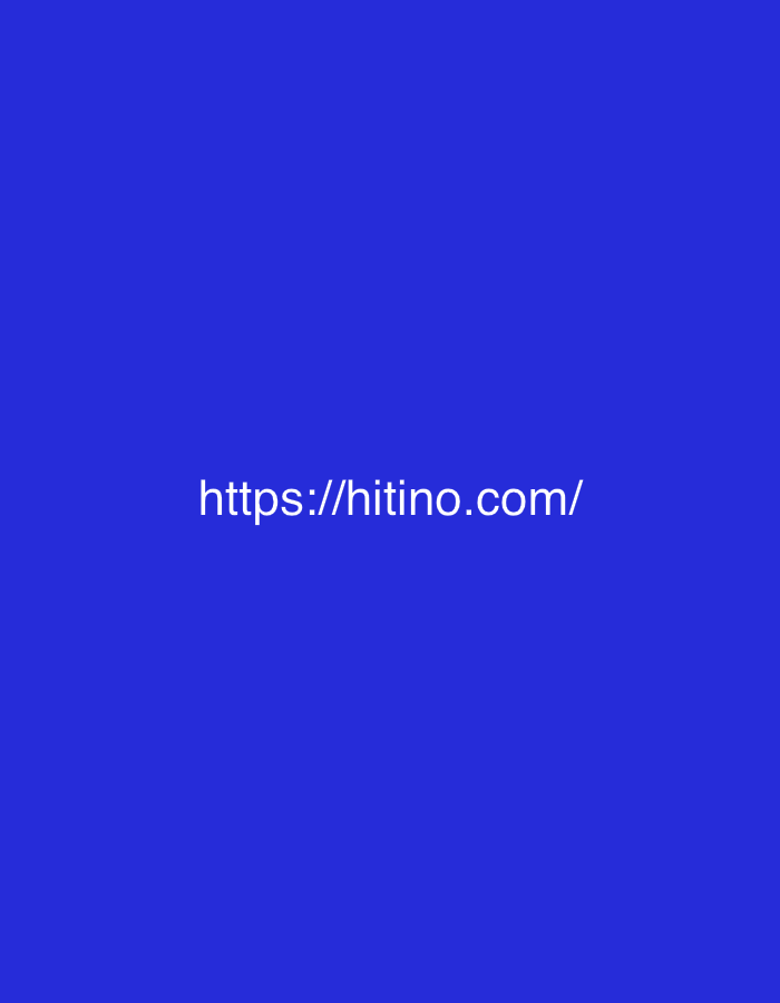 The image displays a solid, vibrant royal blue background. Centered horizontally on this background, and slightly below the vertical midpoint, is a line of white text. The text reads: "https://hitino.com/". There are no other subjects, objects, or activities depicted in the image. No specific time of day, weather, or emotions are conveyed. The overall presentation is stark and minimalist, focusing solely on the web address. The provided location context is Shumen, Bulgaria, though this is not visually evident in the image itself.