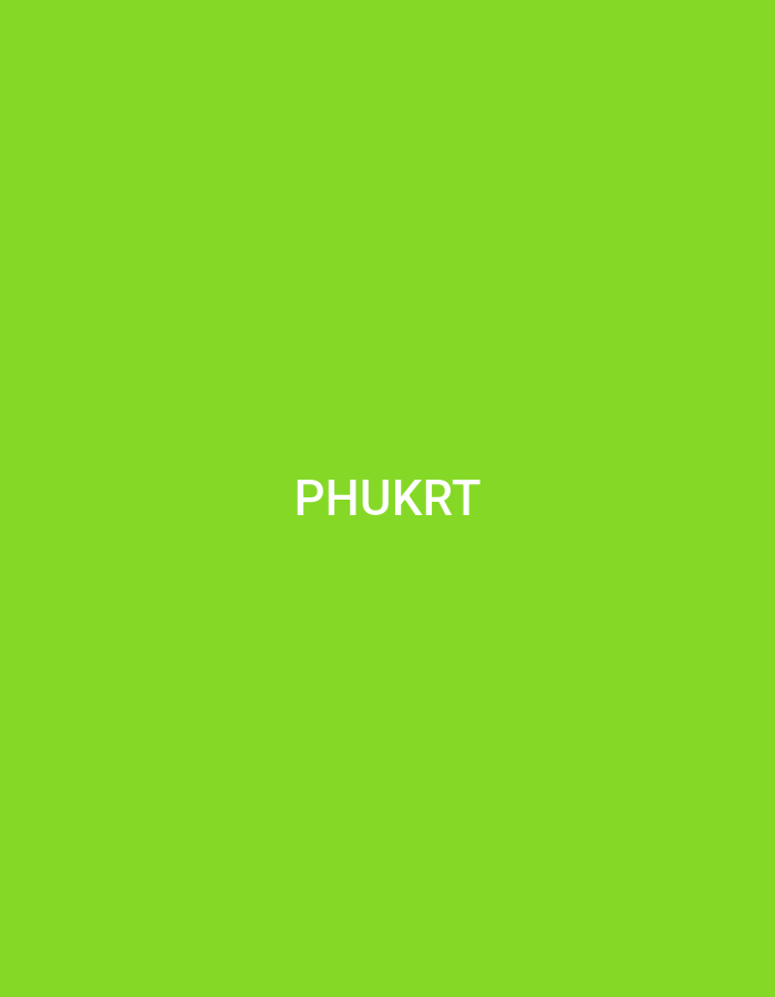 The image, located in the city of Casablanca, Morocco, features a solid, uniform, vibrant lime-green background. Centrally positioned on this monochromatic field is the white, sans-serif, uppercase text "PHUKRT". No other subjects, objects, people, or discernible environmental elements are present.