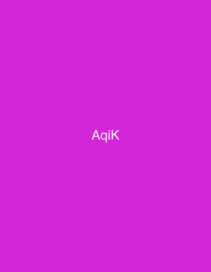 The image displays a solid, uniform magenta background. Centered horizontally and vertically within the frame is the word "AqiK" rendered in white, sans-serif typeface. There are no other subjects, objects, or environmental details present. The image does not contain any visual information to indicate a specific location in the city of Casablanca, Morocco, or any other geographic location.