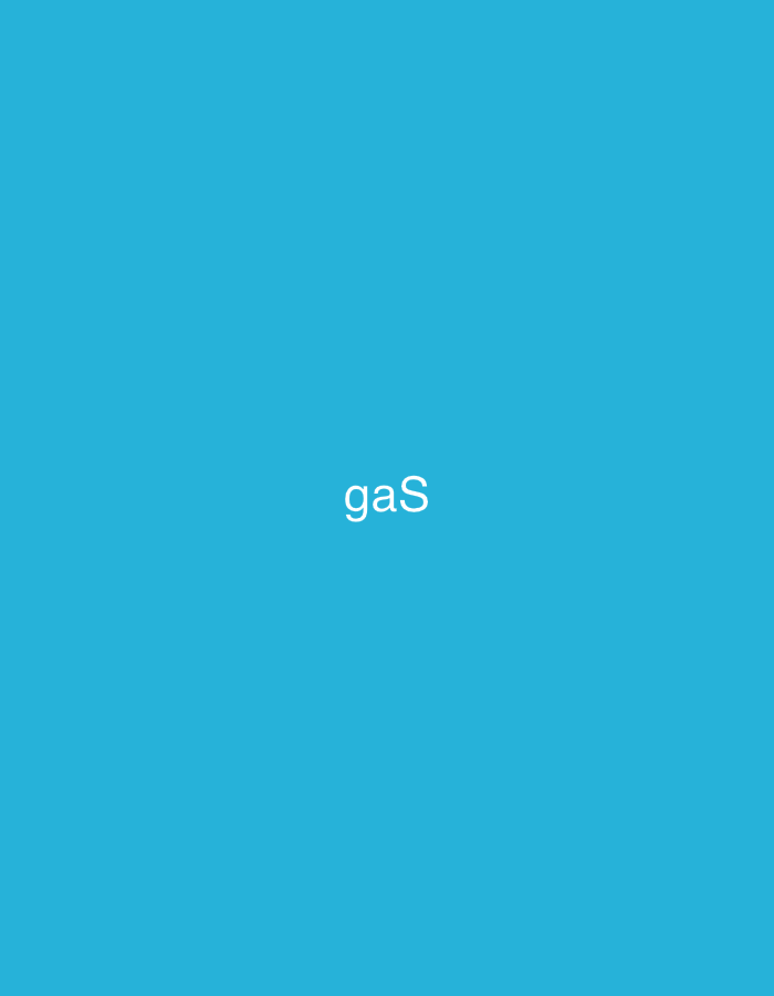 The image, originating from the city of Casablanca, Morocco, presents a minimalist composition featuring the word "gaS" rendered in white, sans-serif typeface. The letters 'g' and 'a' are in lowercase, while the final 'S' is an uppercase character. This text is horizontally centered and positioned slightly below the vertical midpoint of a solid, uniform blue background. The scene is devoid of any additional visual elements, figures, objects, or environmental context that would indicate a specific geographical location beyond the attributed origin of the image itself.