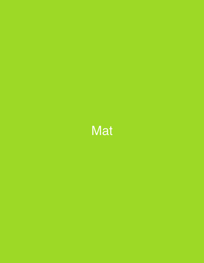 This image displays a solid, vibrant lime green background. The word "Mat" is prominently featured in white, uppercase sans-serif typography, centered horizontally and positioned slightly below the vertical midpoint of the frame. No other subjects, objects, people, actions, interactions, or environmental elements are discernible within the image. This scene is located in Casablanca, Morocco.