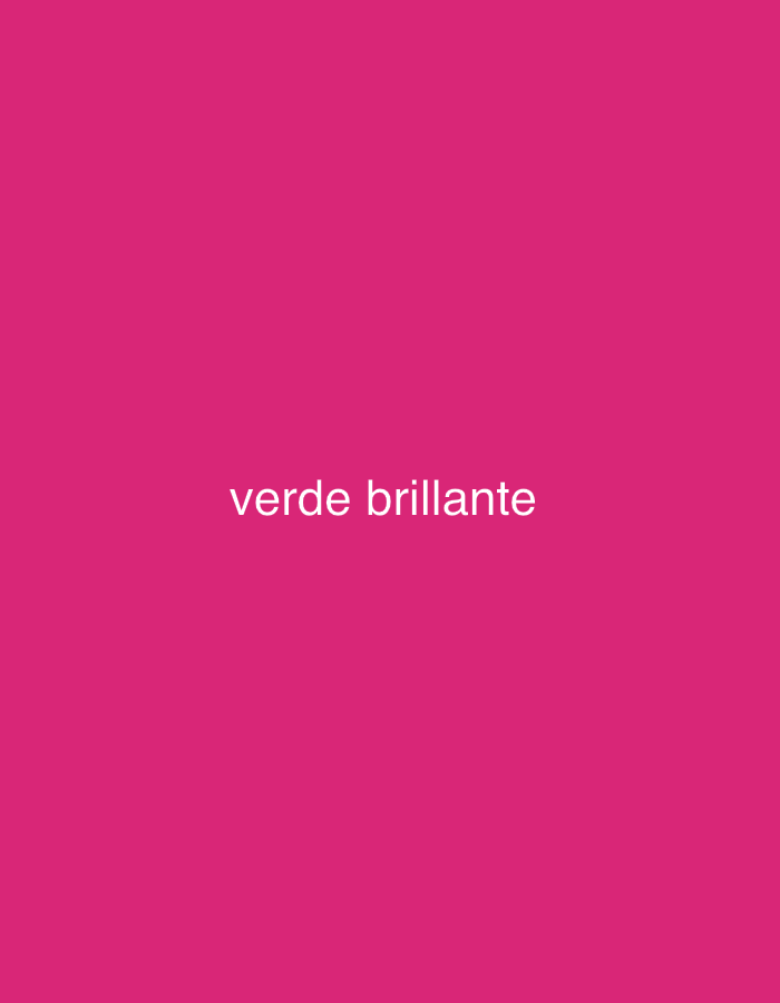 The image displays a solid, vibrant magenta-pink background. Centered on this background, in a white, sans-serif typeface, are the words "verde brillante". There are no other subjects, people, or objects visible in the image. No specific activity or event is taking place, as it is a static image with text. There are no cues within the image itself to indicate a time of day, weather, or a specific location in Santa Ana, Venezuela, other than the provided context. The overall impression is clean, bold, and focused on the text against the strong color.