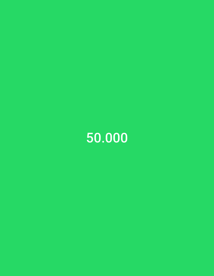 The image displays a bright green background with the number "50.000" in white text centered horizontally and towards the bottom of the frame. There are no people, animals, or other objects visible in the image. The location in Lhokseumawe, Indonesia, is not depicted or suggested by any visual elements within the image.