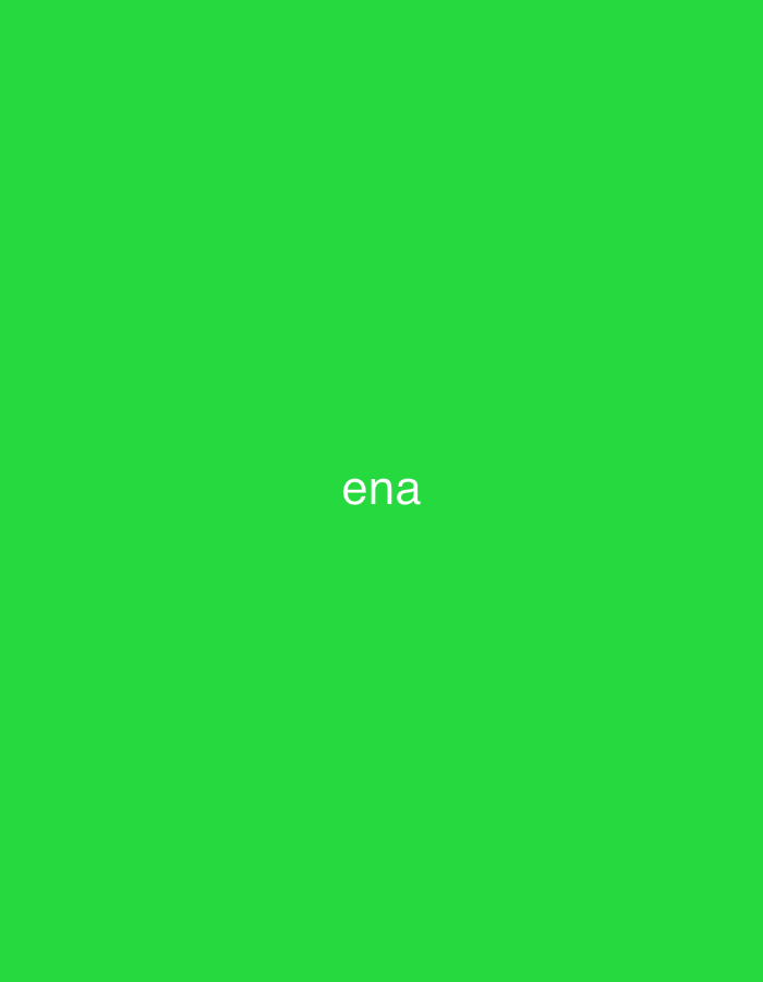 The image, associated with the city of Casablanca, Morocco, displays a uniform, vibrant green background. Centered horizontally and vertically on this monochromatic field is the word "ena", rendered in a white, lowercase, sans-serif typeface. There are no discernible people, subjects, objects, actions, interactions, or environmental features present within the visual frame.