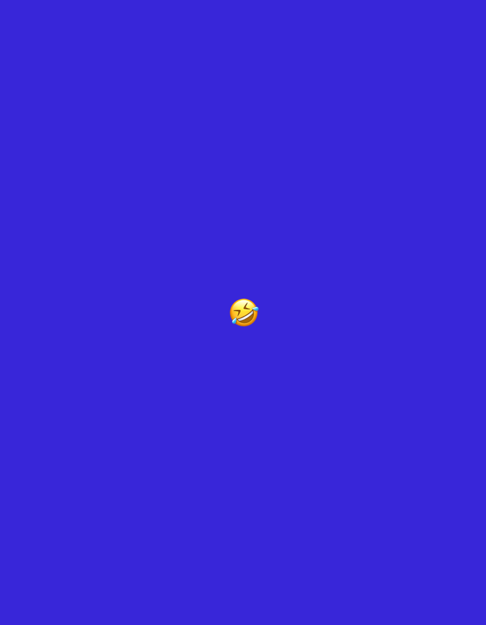 The image displays a uniform, solid royal blue background. Centrally positioned within this blue field is a single 'Face with Tears of Joy' emoji. The emoji presents a bright yellow circular face with a wide open, smiling mouth, a partially visible red tongue, and two crescent-shaped eyes from which two streams of blue tears emanate, indicative of intense laughter. No other subjects, objects, people, actions, or environmental details are present. The image lacks any visual information to determine a physical location, including any specific city such as Santa Ana, Venezuela, or any other geographical context.