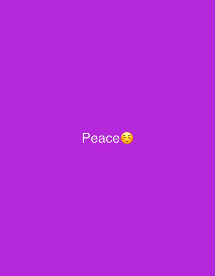 The image is a simple graphic with a solid purple background. In the center of the image, the word "Peace" is written in white text, followed by a smiling emoji with rosy cheeks. The overall mood conveyed by the image is one of calm and happiness. There are no people, objects, or specific scenes depicted, nor is there any indication of the time of day, weather, or specific location. The only visible text is the word "Peace" and the accompanying emoji. The context provided indicates the image originates from Fobur, Nigeria.