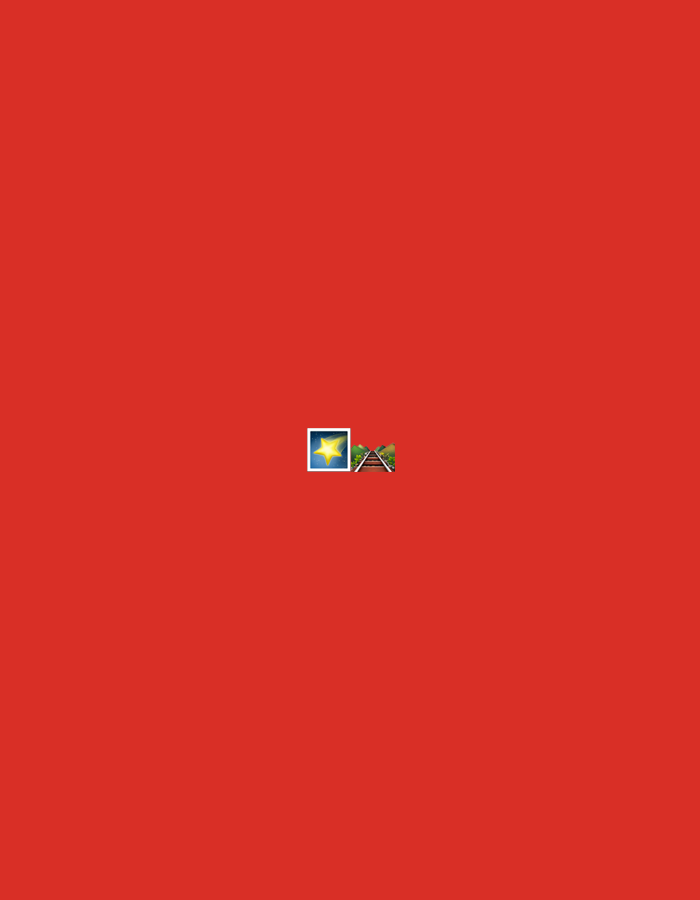 The image displays a plain red background. In the center of the image, there is a small composition of two emojis. The first emoji is a yellow star on a blue background. To the right of the star emoji is an emoji depicting a railroad track and some greenery. There is no information in the image that can be used to determine its location in the city of Binjai, Indonesia, or any other specific location.