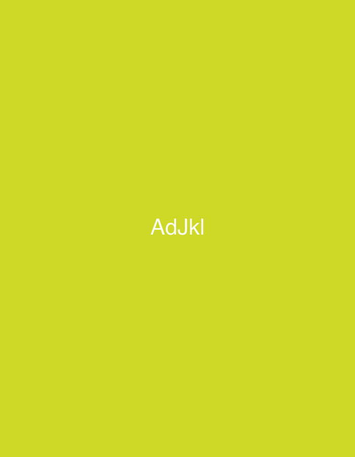 The image presents a solid, uniform lime green background, devoid of any discernible textures or gradients. Centrally positioned on this background, the white alphanumeric characters "AdJkl" are displayed. The text is rendered in a clean, sans-serif typeface, with clear distinction between the uppercase 'A' and 'J', and the lowercase 'd', 'k', and 'l'. The entire composition is an abstract digital graphic, containing no visual elements, environmental features, architectural details, or geographical markers that would establish a specific physical scene or location within the city of Casablanca, Morocco, or any other real-world setting. The scene is purely conceptual, focused solely on the textual message and its color context.