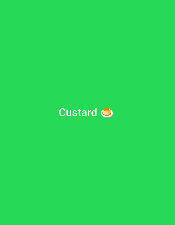The image is a minimalist design featuring the word "Custard" in white text, accompanied by a custard dessert emoji. The background is a solid, vibrant green. There are no people or any discernible elements related to the city of Jauro Yinu, Nigeria, in the image.