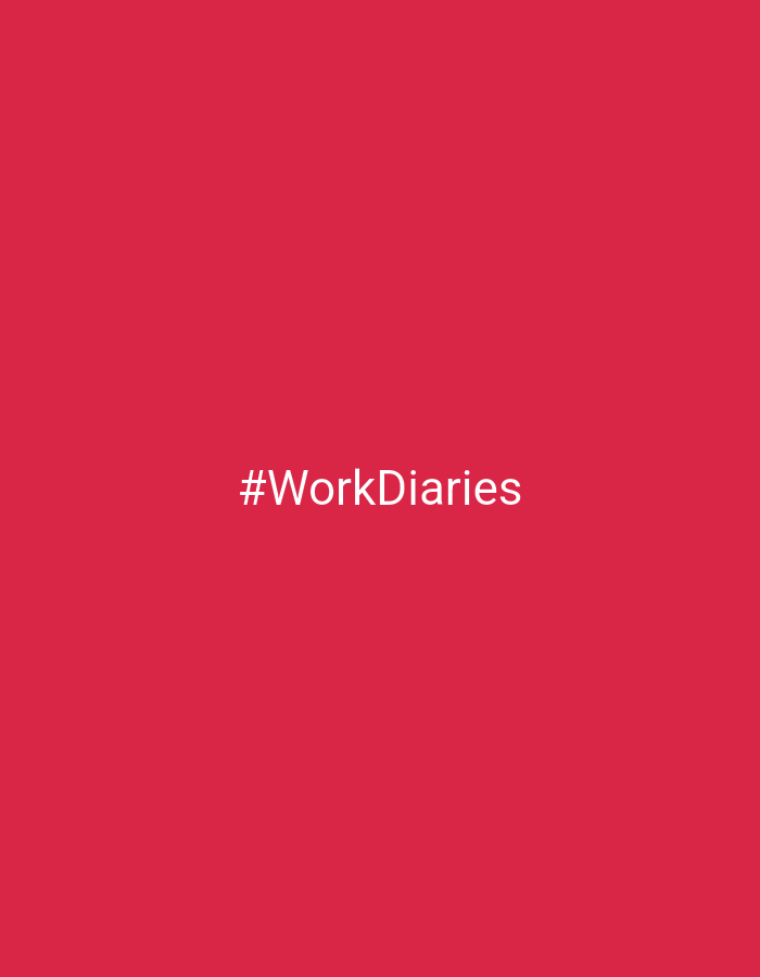 The image is a plain, vibrant pink background with the white text "#WorkDiaries" centered on it. There is no information in the image that can be used to identify a specific location in Mesjid Reuntoh, Indonesia. The image does not depict any people, subjects, objects, actions, interactions, or environmental details relevant to a scene in that city.