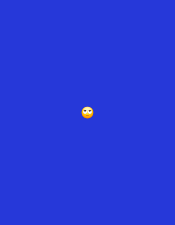 The image is a plain blue background with a yellow emoji in the center. The emoji depicts a face with wide eyes looking upwards, a slightly open mouth, and eyebrows raised, conveying a sense of confusion or surprise. The background is a solid, vibrant blue, with no discernible features or details. There is no information in the image that relates to Egbagu, Nigeria.