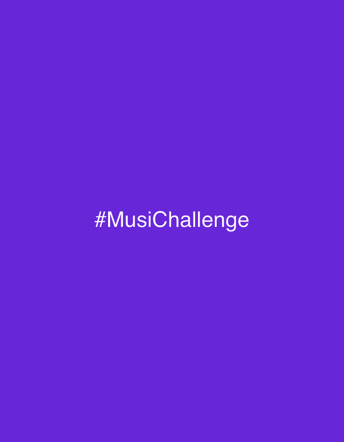 The image is a solid purple background with white text centered horizontally and vertically. The text reads "#MusiChallenge". There are no other objects, people, or environmental details visible. The image does not contain any information that would allow for identification of a location in Albufeira, Portugal.
