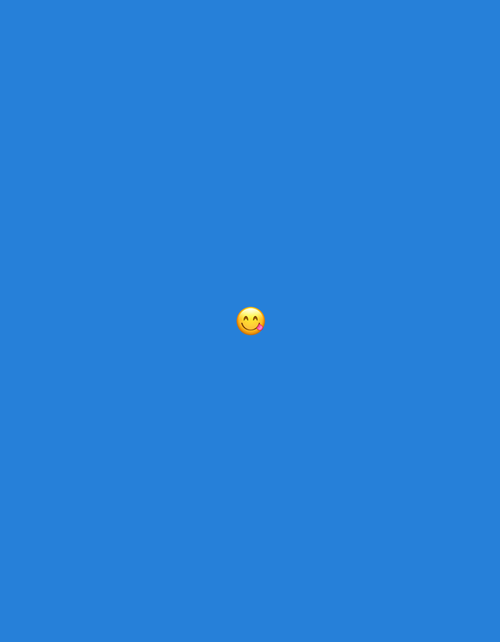 A yellow emoji with a smiling face and its tongue sticking out is centered in the frame against a solid blue background. The emoji is small and centrally located. There are no discernible landmarks or environmental details, and no indication of its location in Moscow, Russia.