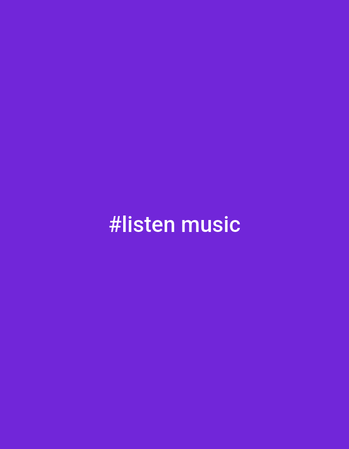 A plain purple background features the white text "#listen music" centered horizontally and vertically on the image.