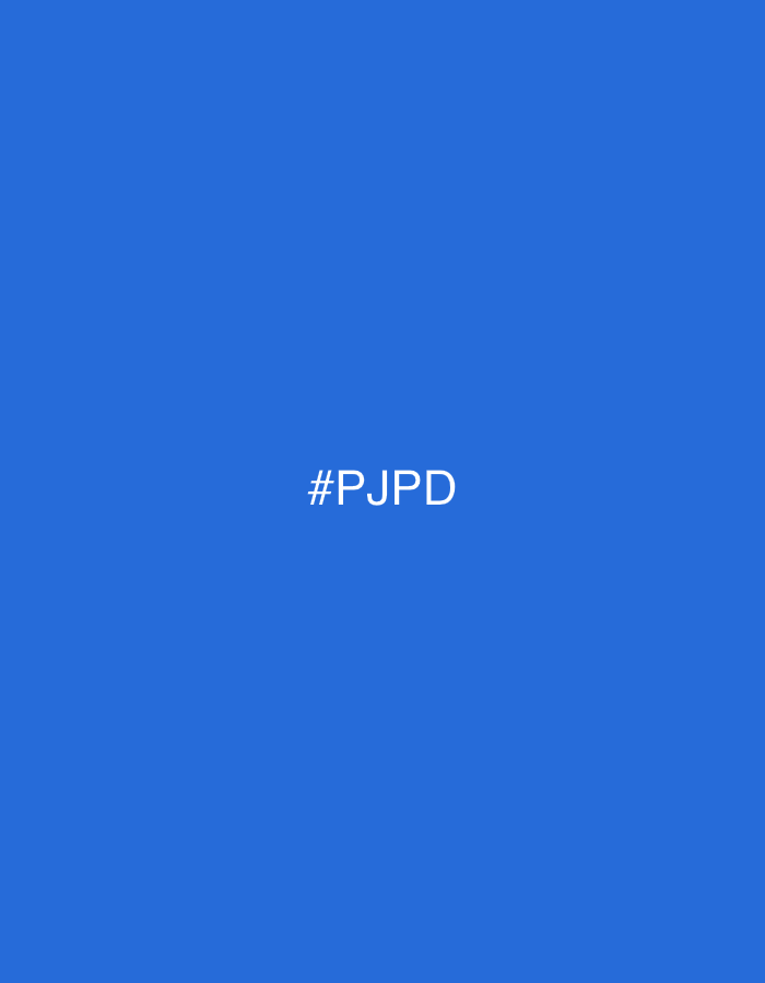 The image displays a solid, untextured blue rectangular field. At its exact geometric center, the white capital letter sequence '#PJPD' is rendered in a clean, non-serif typeface. No other graphical elements, figures, or discernible environmental features are present within this digital representation. The context for this depiction is the city of Tsarevo, Bulgaria.