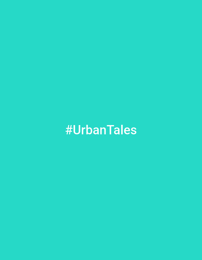 The image is a turquoise background with the white text "#UrbanTales" in the center. There is no indication of the location being Elektrostal, Russia.