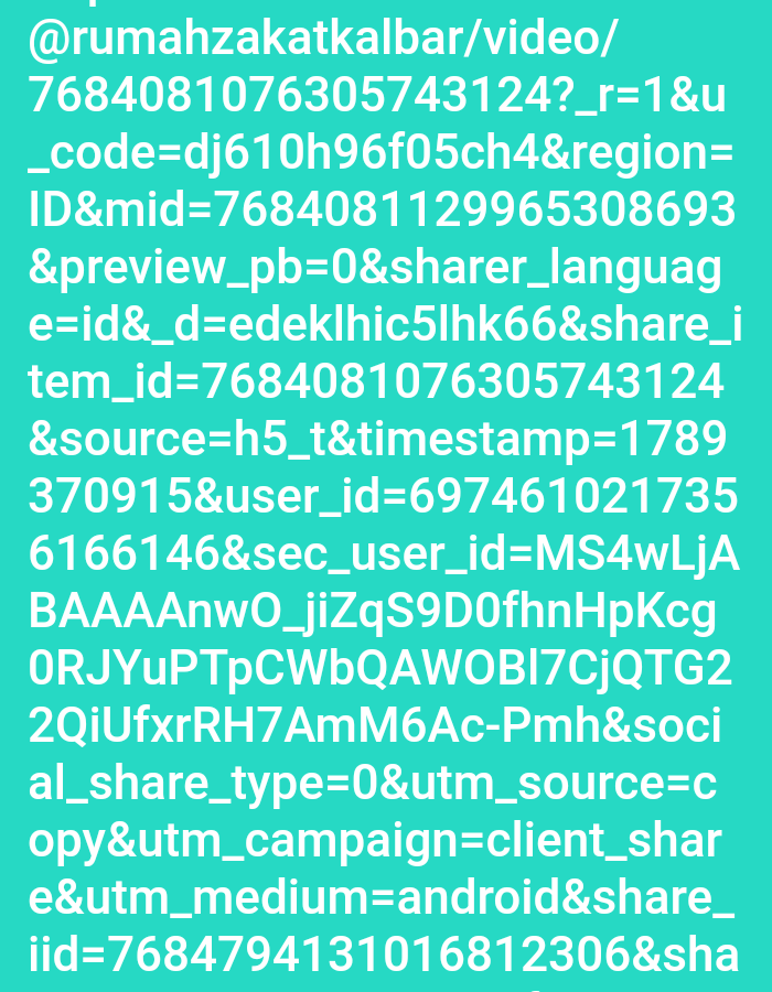 The image displays a bright teal background with white text. The text appears to be a URL or a series of parameters. There are no people, subjects, objects, actions, interactions, or environmental elements depicted. The text does not contain any information related to Cijeruk, Indonesia, or any specific geographical location.