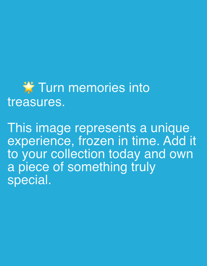 The image is a graphic with text on a bright blue background. At the top, there is a yellow star emoji followed by the text "Turn memories into treasures." Below this, in larger font, is the text "This image represents a unique experience, frozen in time. Add it to your collection today and own a piece of something truly special." There is no information about the city of Mantov, Czechia, or any people, subjects, objects, actions, or interactions in the image.