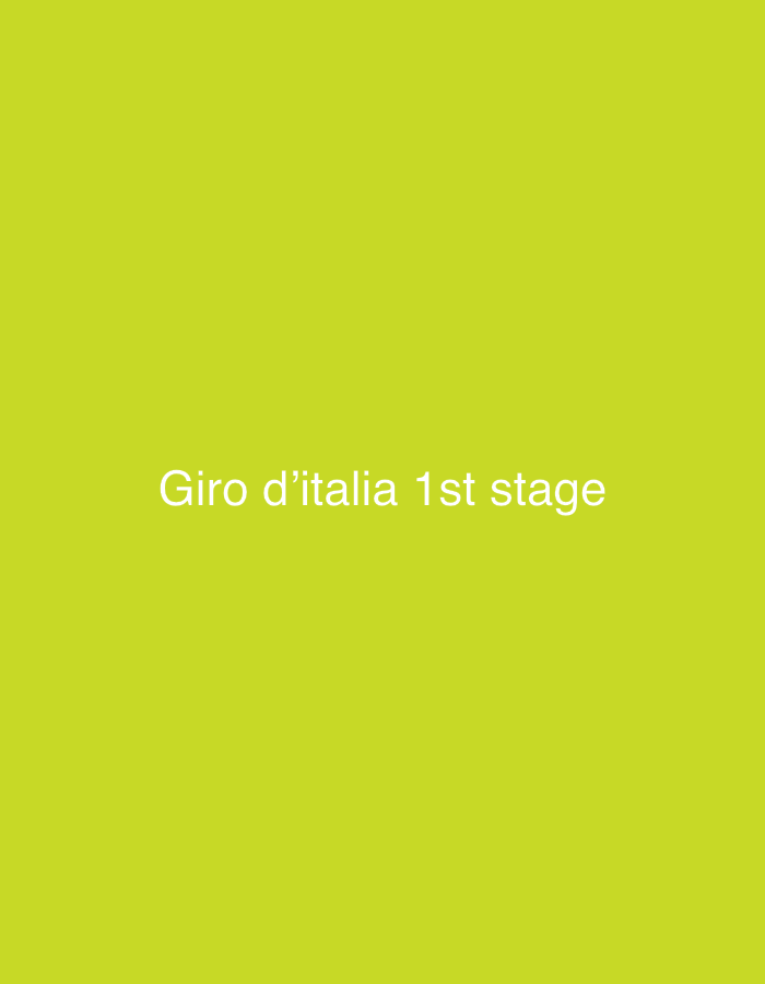 The image shows the text "Giro d'italia 1st stage" in white font against a solid, light green background. There are no other elements in the image. There is no depiction of the city of Burgas, Bulgaria.