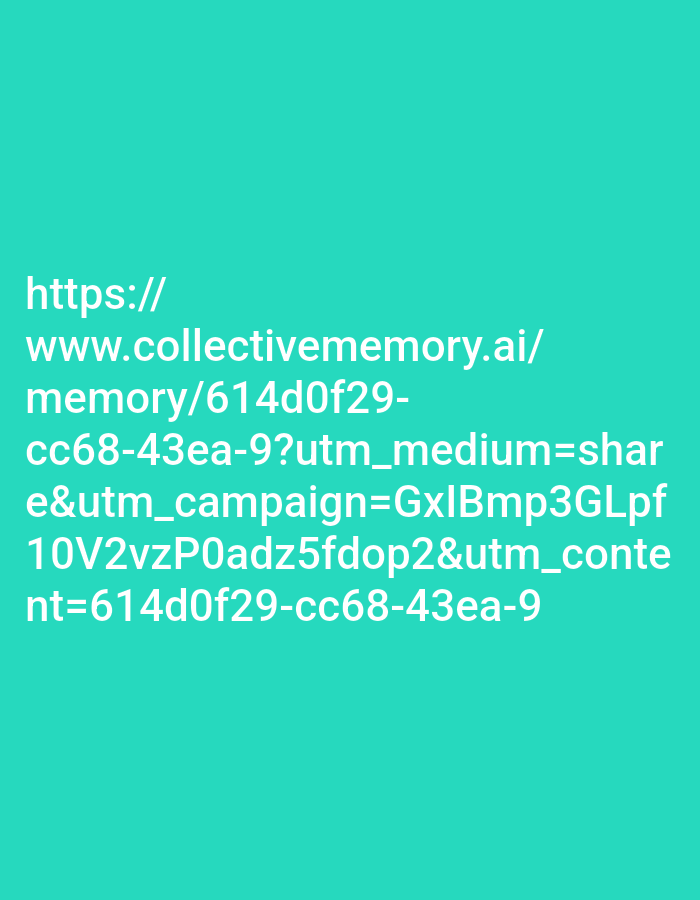 This media file contains a screenshot of a webpage. The webpage displays a URL and appears to be related to "collective memory." The text is white and is displayed against a teal background. The URL is broken across multiple lines, suggesting it might be a long link, possibly for tracking or sharing purposes. The URL includes parameters like `utm_medium`, `utm_campaign`, and `utm_content`, which are commonly used in marketing and analytics to track the source and effectiveness of web traffic. There are no discernible subjects, activities, or specific details about the time of day, weather, or location beyond what can be inferred from the URL itself. The overall presentation is minimalist, focusing solely on the text content.