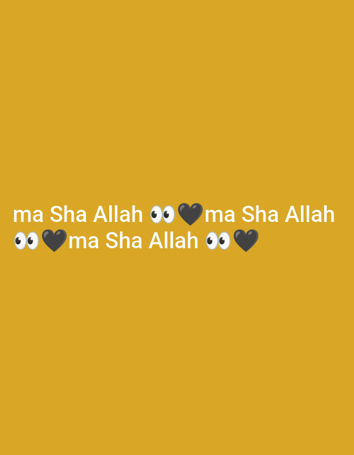 The image is a digital graphic with text and emojis on a solid mustard-yellow background. Two lines of text read "ma Sha Allah" interspersed with eye emojis and black heart emojis. The top line has the text "ma Sha Allah" followed by an eye emoji, a black heart emoji, and then "ma Sha Allah." The bottom line has an eye emoji, a black heart emoji, "ma Sha Allah," and then another eye emoji and a black heart emoji. There is no discernible location in the city of Dhaka, Bangladesh.
